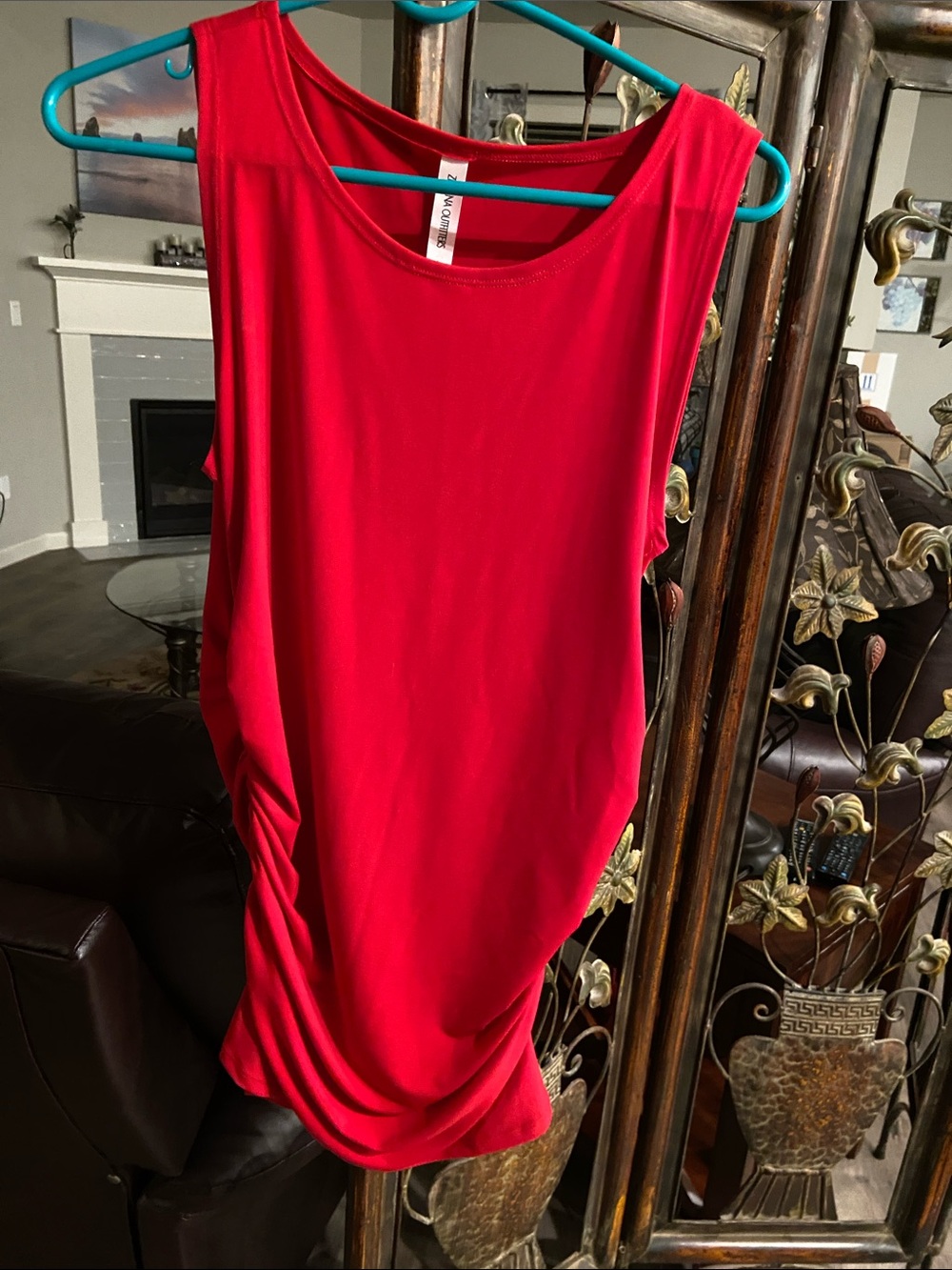 Zenana Outfitters Red Sleeveless Drape Tank